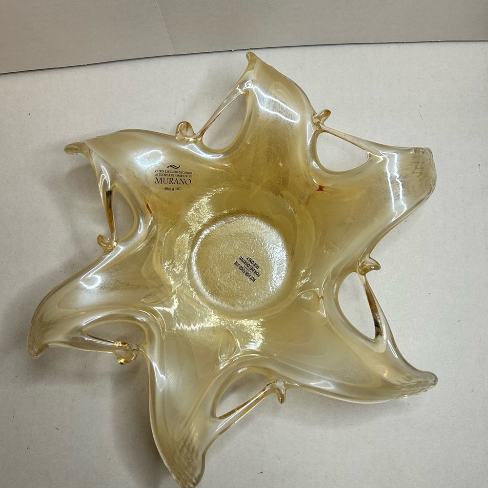 Gold Glass Art Sculpture with Organic Flowing Form